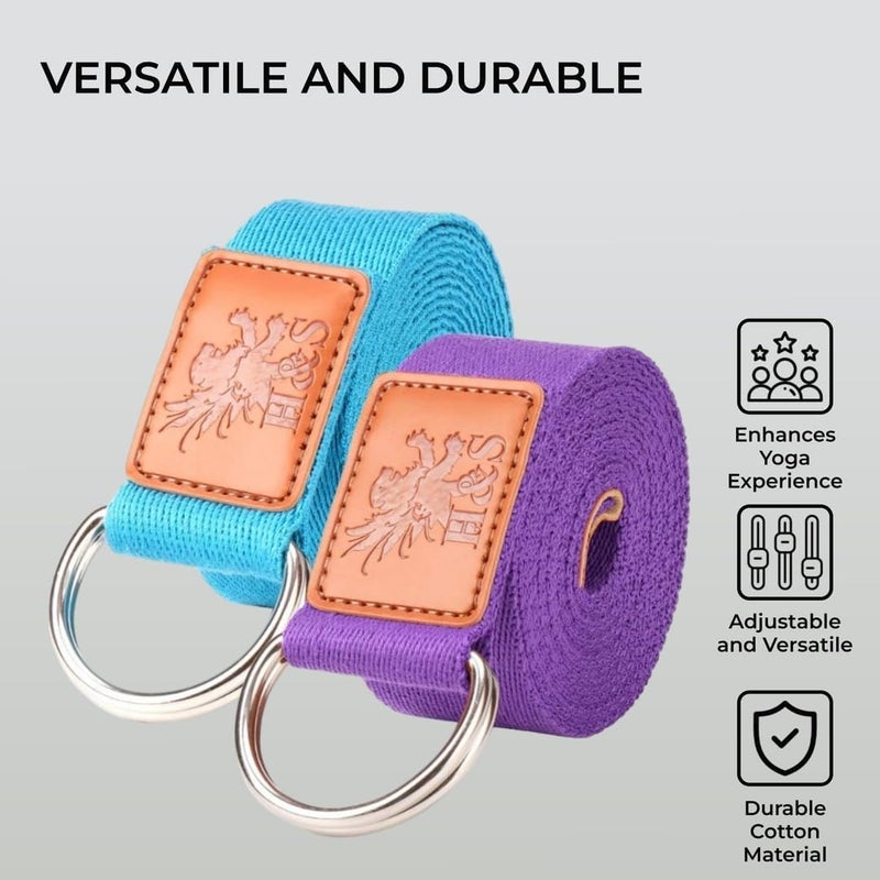 H&S Yoga Straps for Pilates & Gym Workouts - 1.85 and 2.45m Adjustable Strap for Yoga Stretching & Exercise - Extra Long Cotton Belts for Gymnastics Equipment for Home - Image 3